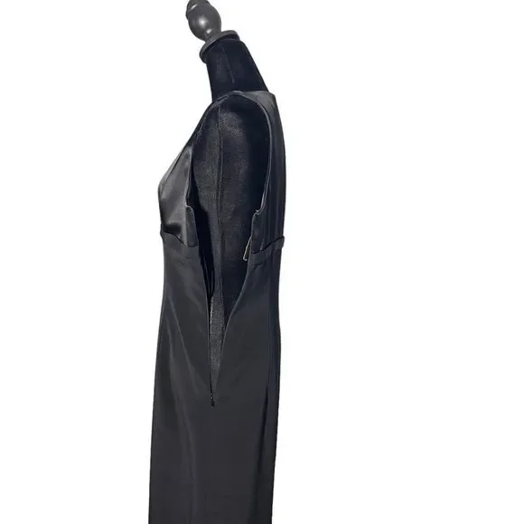 Tahari Vintage Black Low V-Neck Gown Size 6 - Picture 9 of 15